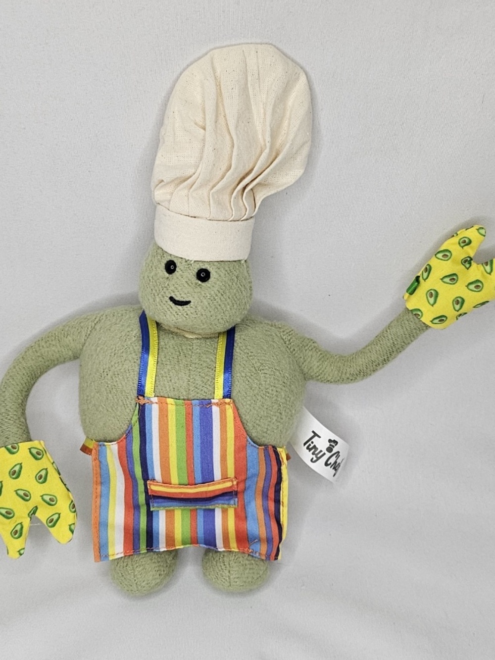 The Tiny Chef Show Green Talking Plush Posable Avocado Oven Mitts Apron 11"